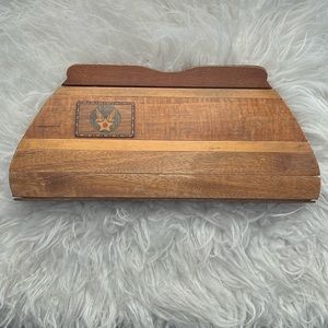 Vintage woman’s artisan wooden clutch